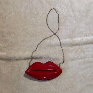 Red Lip-Shaped Clutch/Crossbody Bag